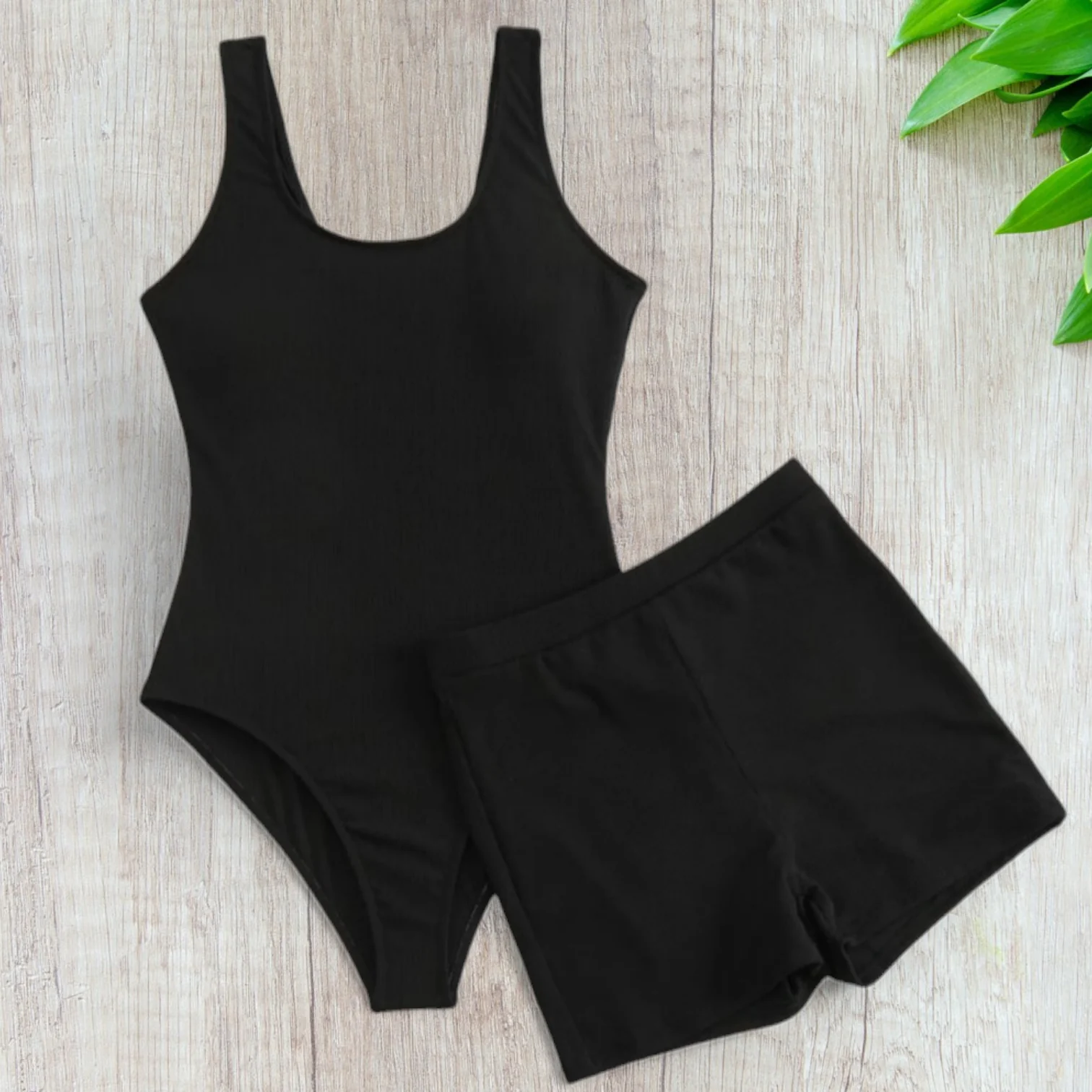 Beachy Knits: Ribbed One Piece Swimsuit and Matching Shorts