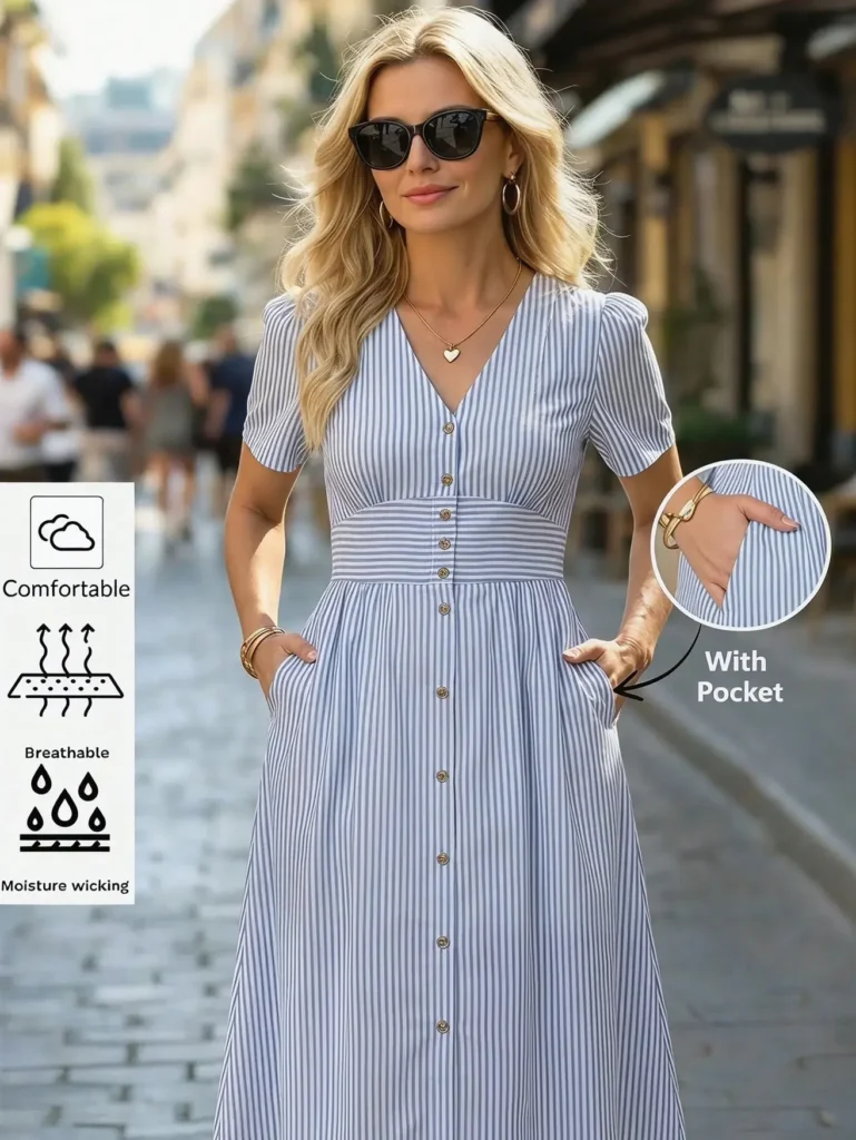 Blue Bay: Striped Midi Dress