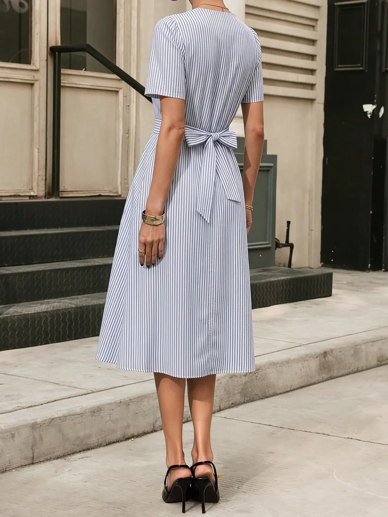 Blue Bay: Striped Midi Dress
