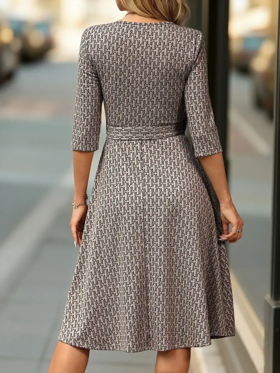 City Geometry: Belted Midi Dress