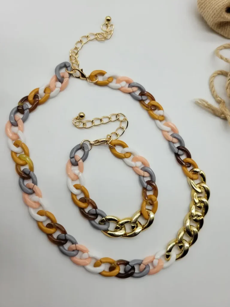 Color Block Chain Necklace & Bracelet