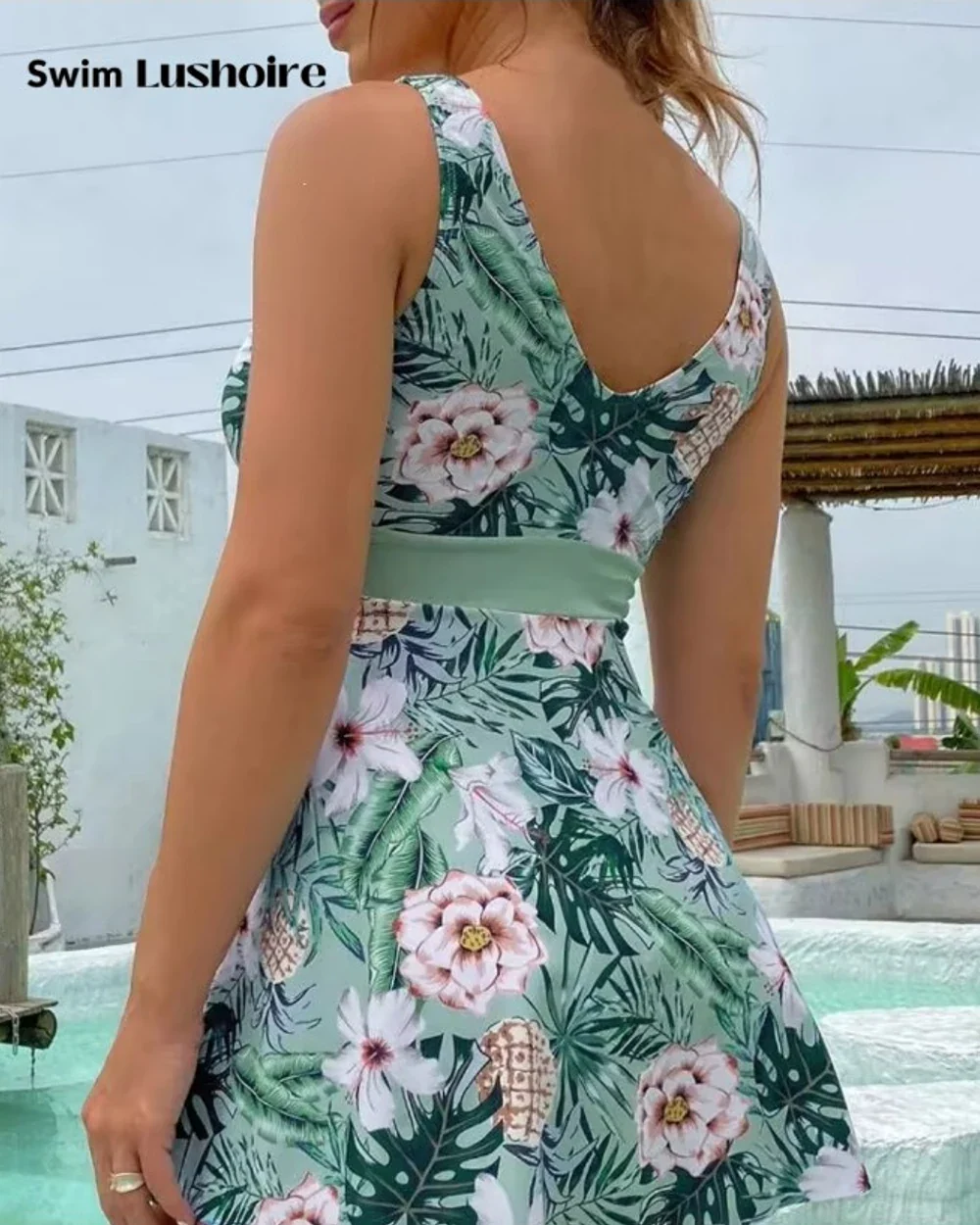Island Breeze: Tropical Print Swimdress Set
