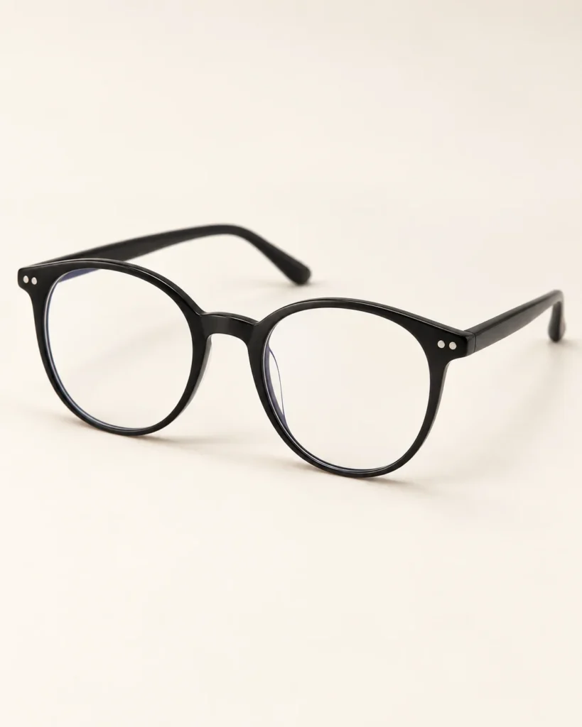 Medium Round Non-Prescription Blue Blockers – Black