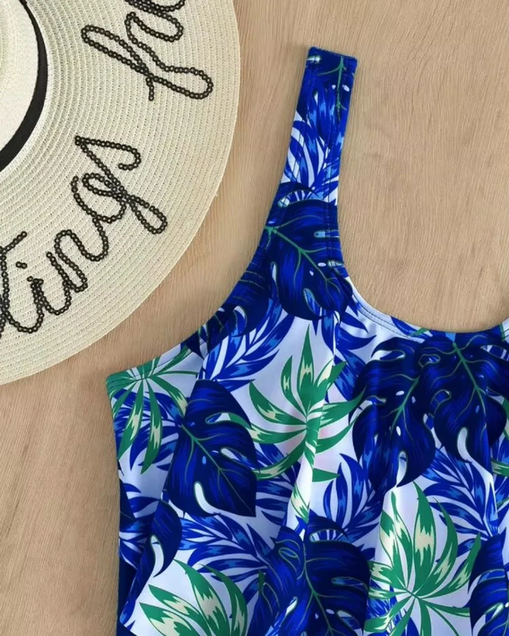 Paradise Found: Tropical Print One Piece - Blue