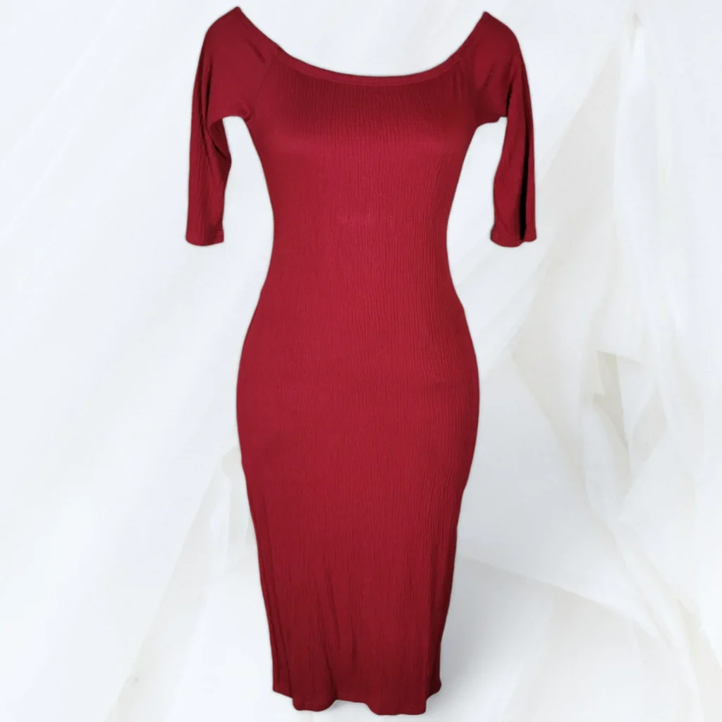 Ruby Rhapsody - Ribbed Midi Dress