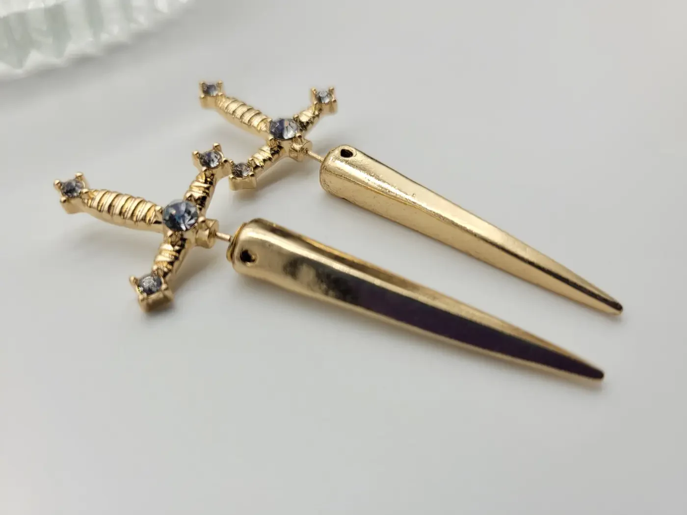 Sparkling Sword Earring Jackets - Gold