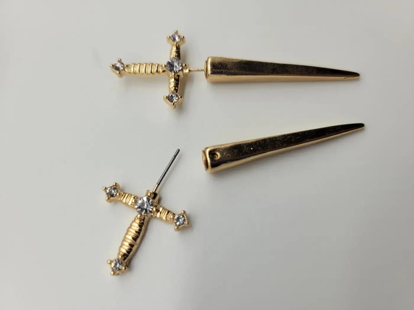 Sparkling Sword Earring Jackets - Gold