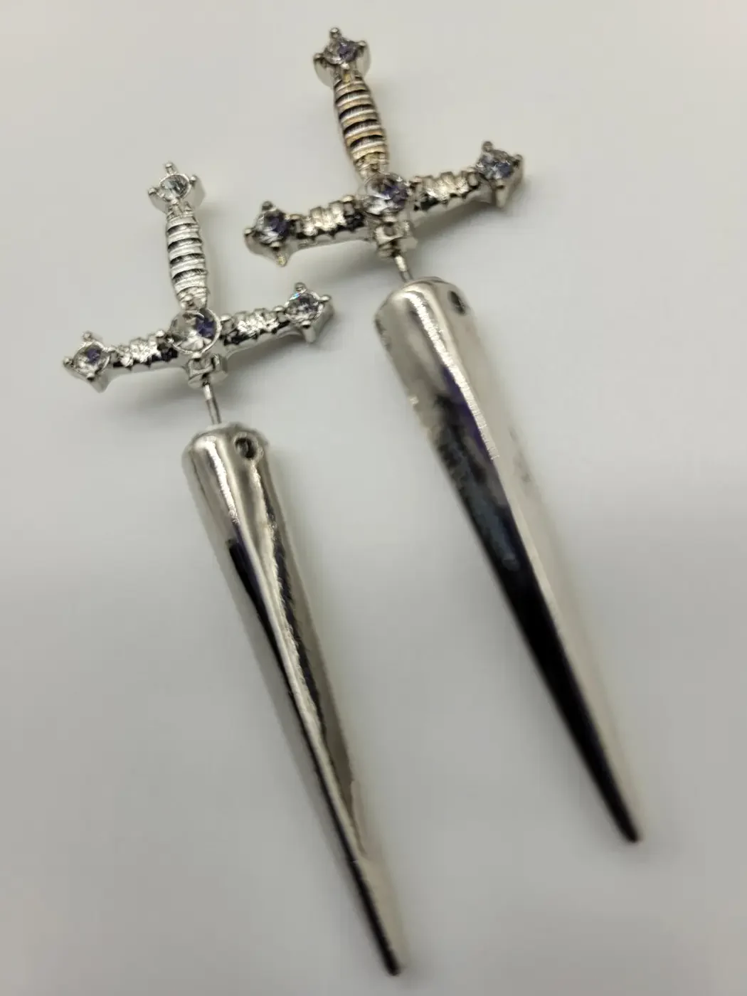Sparkling Sword Earring Jackets - Silver
