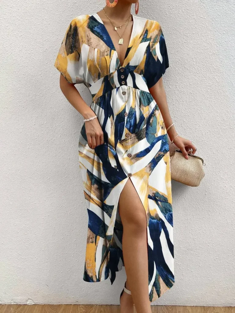 Sunlit Stroll: Printed Maxi Dress