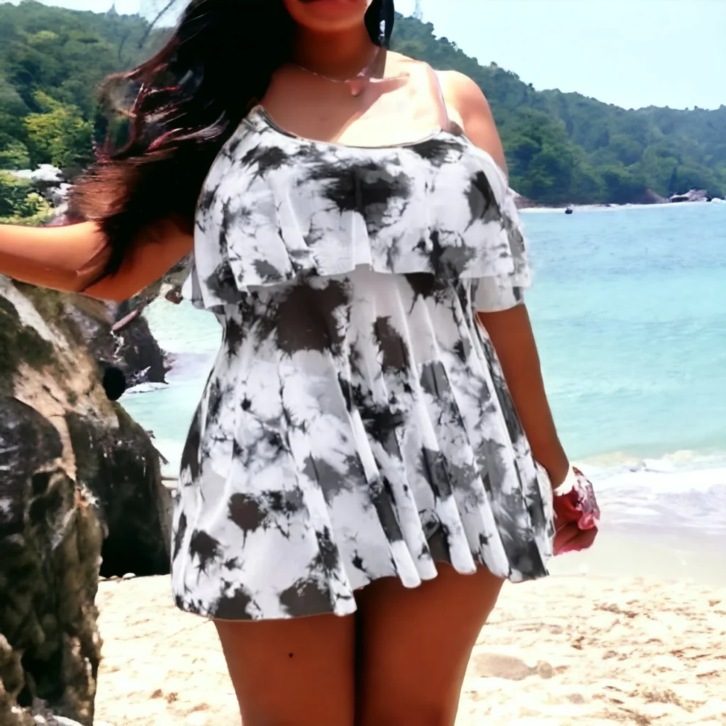 Tie Dye Temptation: Plus Sheer Mesh Tankini Set