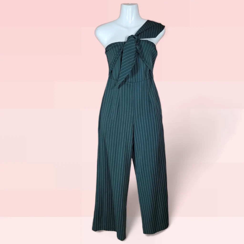 Tranquil Elegance - Striped Forest Green Jumper